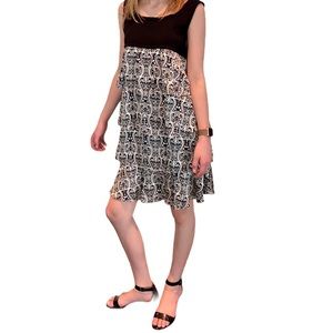 🔥 BEBE Silk Black & White Dress - Size M